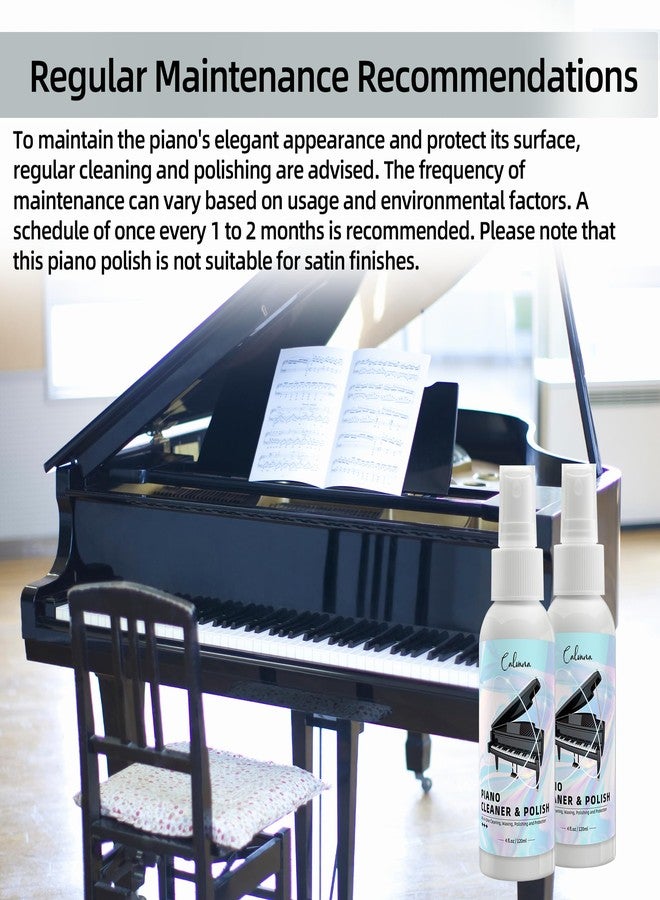 Calvana (2-Pack) 2-in-1 Piano Cleaner and Polish Kit, Includes 12x12 Microfiber Cleaning Cloth, Piano Accessories for Most Piano Surfaces, Grand Piano, Digital Piano, Baby Grand Piano, Violin, 4 OZ×2 - Image 5